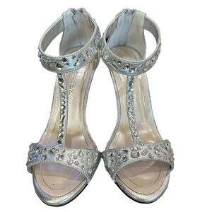 Caparros Esther Silver Strappy Stiletto Heels Women's Size 8/8.5‎